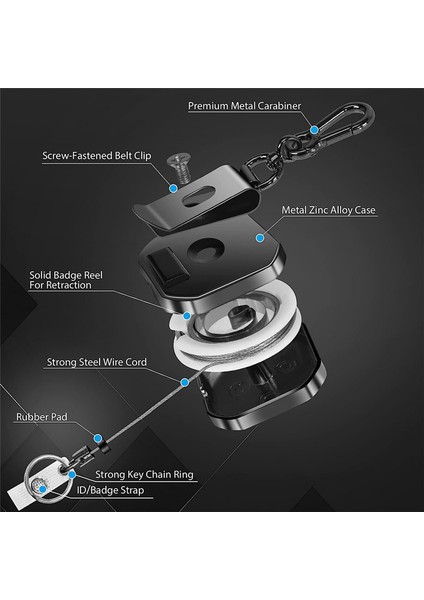 2 Paket Geri Çekilebilir Anahtarlık, Ağır Hizmet Tipi Metal Kimlik Rozeti Tutucu Anahtar Makarası (Yurt Dışından) modelleri