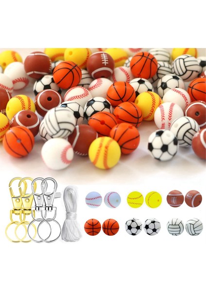Spor Silikon Boncuklar, 60 Adet 15MM Boncuklar Ip Yapımı Takı (Yurt Dışından)