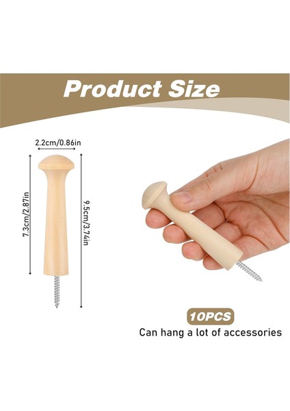 10 Parça Ahşap Shaker Çivi Vidalanabilir Ahşap Kanca Shaker Çivi (Yurt Dışından) indirimleri