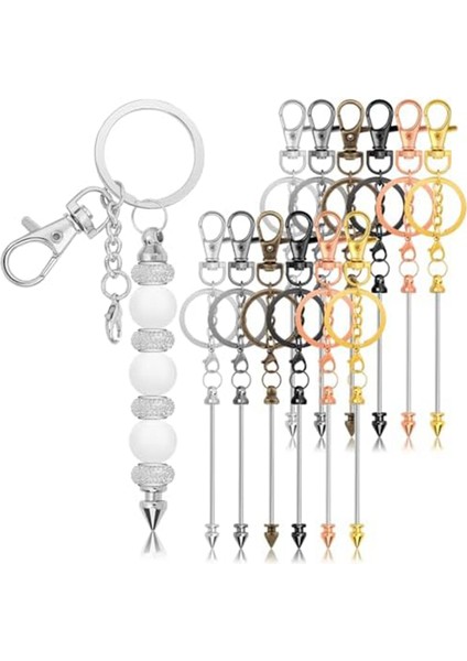 12 Adet Toplu Boncuklu Anahtarlıklar, Kendin Yap Takılar Için Kendin Yap Anahtarlık Malzemeleri (Yurt Dışından)