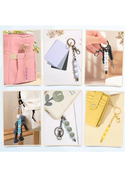 12 Adet Toplu Boncuklu Anahtarlıklar, Kendin Yap Takılar Için Kendin Yap Anahtarlık Malzemeleri (Yurt Dışından) modelleri
