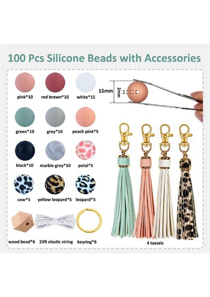 Anahtarlık Yapımı Için 100 Adet Boncuk, Bileklik Askıları Için 15MM Boncuk Seti (Yurt Dışından) modelleri