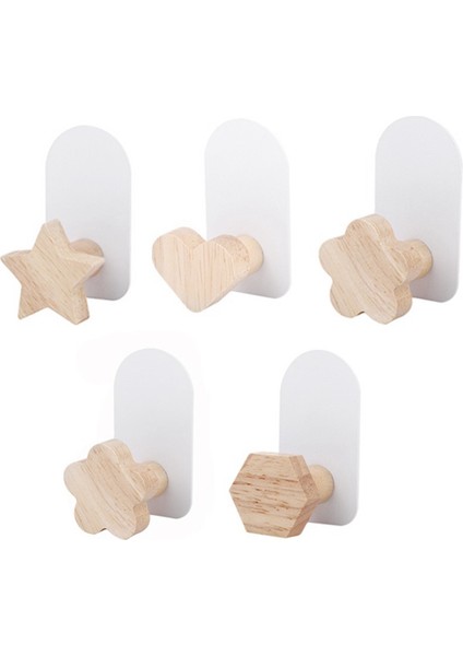 Deco Hook Ahşap Duvar Kancası Yıldız Kalp Şekilli Anahtar Kancası Modern Palto Kancası (Yurt Dışından)