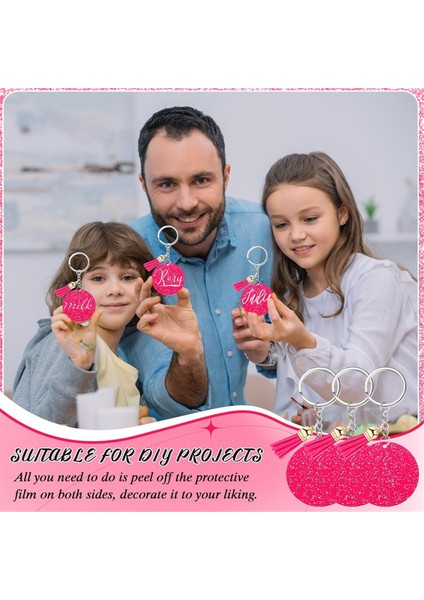 Akrilik Anahtarlık Boş Anahtarlıklı Dıy Anahtarlık Püskül Gül Kırmızı (Yurt Dışından)