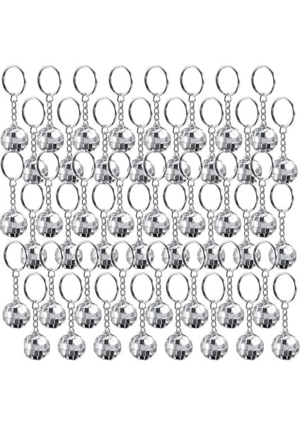 48 Parça Set Disko Topu Anahtarlık Ayna Anahtarlık Yansıtıcı Top (Yurt Dışından)