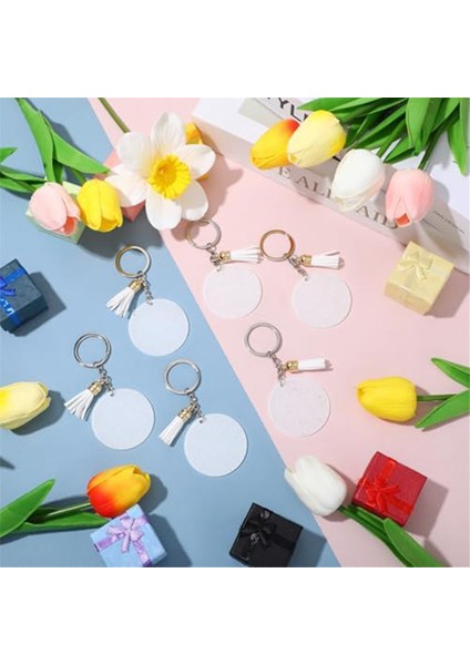 Akrilik Anahtarlık Boş Anahtarlıklı Dıy Anahtarlık Püsküllü Gül Beyaz (Yurt Dışından) fırsatları