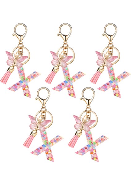 x Tipi Harf Kolye Pembe Sevimli Baş Harf Anahtarlık Kelebek Anahtarlık (Yurt Dışından)