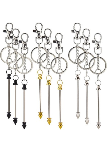 9 Adet 3 Renk Boncuklu Anahtarlıklar Toplu Metal Boncuklu Anahtarlık Çubukları (Yurt Dışından)