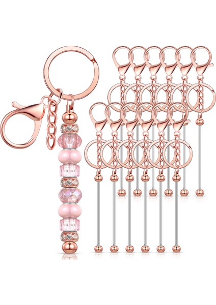 12 Adet Boncuklu Anahtarlık Çubukları Boncuklar Için Boş Gül Altın (Yurt Dışından)