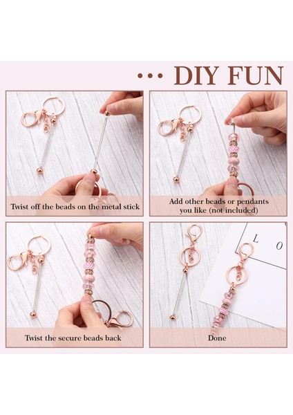 12 Adet Boncuklu Anahtarlık Çubukları Boncuklar Için Boş Gül Altın (Yurt Dışından) fiyatları