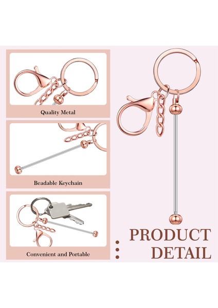 12 Adet Boncuklu Anahtarlık Çubukları Boncuklar Için Boş Gül Altın (Yurt Dışından) fırsatları