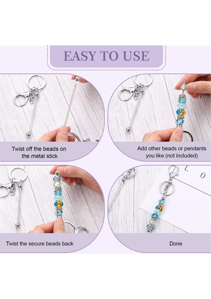 Boncuklu Anahtarlık Çubukları Toplu Boncuklar Dıy Boş Anahtarlık Gümüş (Yurt Dışından) indirimleri