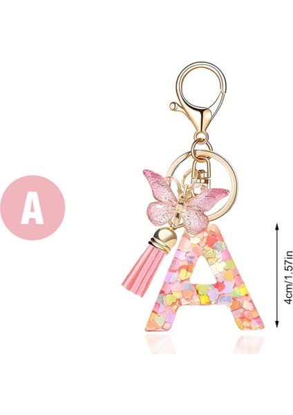 Tip C Moda Pembe Harfli Anahtarlık Kelebek Anahtarlık (Yurt Dışından) fırsatları