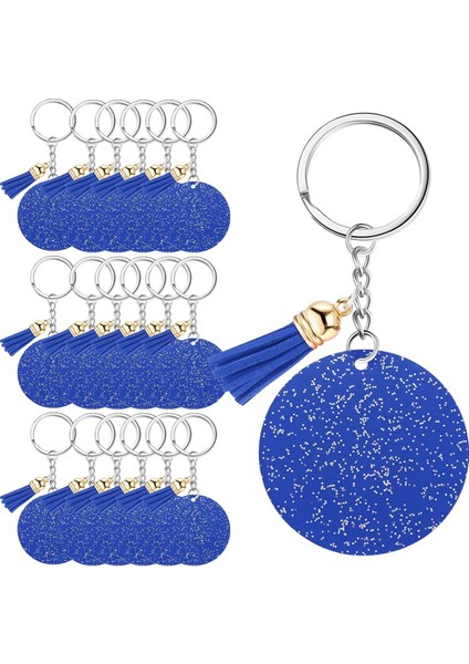 Akrilik Anahtarlık Boş Anahtarlıklı Dıy Anahtarlık Püskül Gül Mavi (Yurt Dışından)