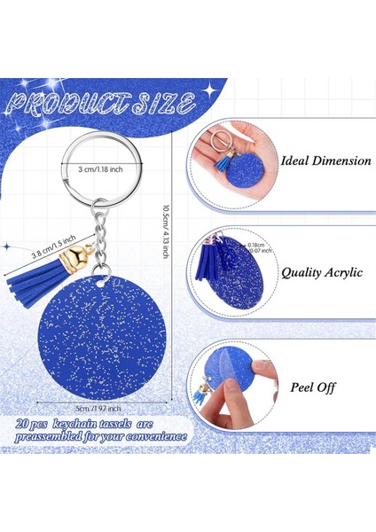 Akrilik Anahtarlık Boş Anahtarlıklı Dıy Anahtarlık Püskül Gül Mavi (Yurt Dışından) fırsatları