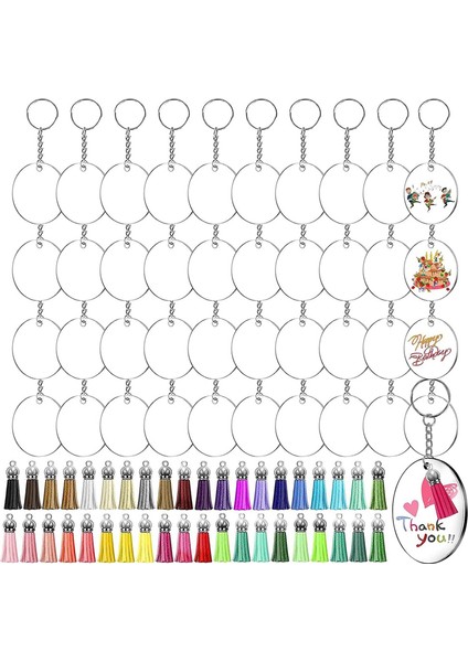 Akrilik Şeffaf Anahtarlık Seti, Püsküllü Anahtarlık Zıplama Halkaları (Yurt Dışından)