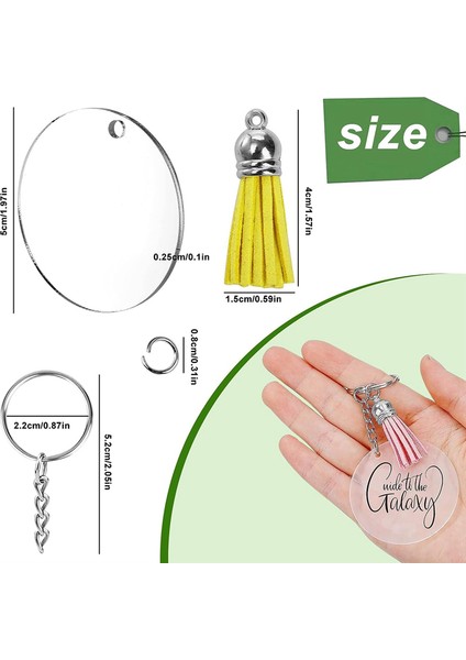 Akrilik Şeffaf Anahtarlık Seti, Püsküllü Anahtarlık Zıplama Halkaları (Yurt Dışından) modelleri