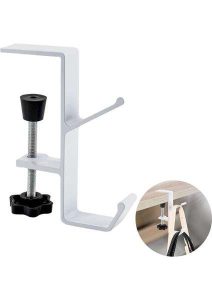 2 Adet Masa Üstü Çanta Tutucu Kanca Kelepçeli Sırt Çantası Askısı Beyaz (Yurt Dışından) fiyatları