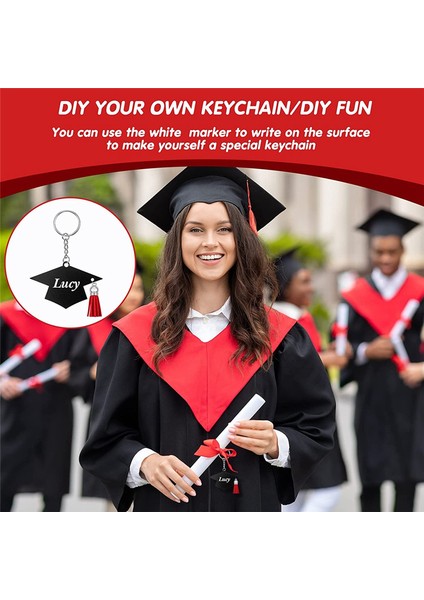 24 Adet Mezuniyet Kepi Charm Anahtarlık Kolye (Yurt Dışından) fiyatları