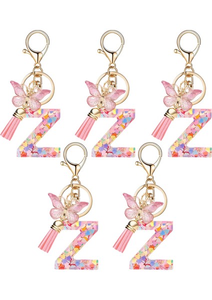 Z Tarzı Harf Kolye Pembe Sevimli Baş Harf Anahtarlık Kelebek Anahtarlık (Yurt Dışından)