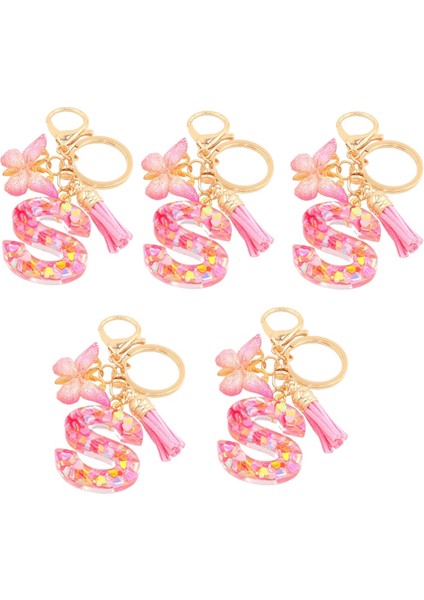 S Tipi Harf Kolye Pembe Sevimli Baş Harf Anahtarlık Kelebek Anahtarlık (Yurt Dışından)