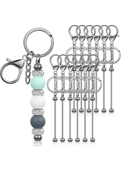 12 Adet Boncuklu Anahtarlık Çubukları Boncuklu Boş Anahtarlık Boncuklu Anahtarlık (Yurt Dışından)