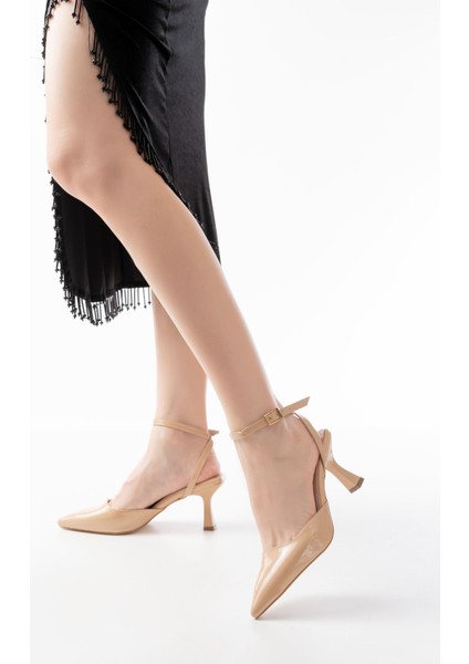 Ceylinmoda ST-004 Nut Rugan Günlük 7 cm Topuklu Bayan Ayakkabı