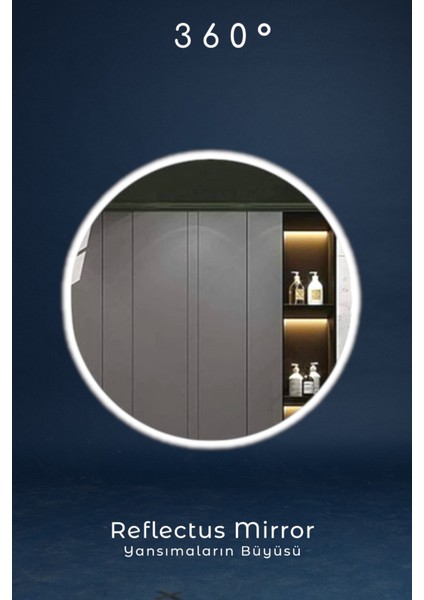 Reflectus | 360° Beyaz LED Ayna 80 cm / Dekoratif Banyo LED Aydınlatmalı Ayna