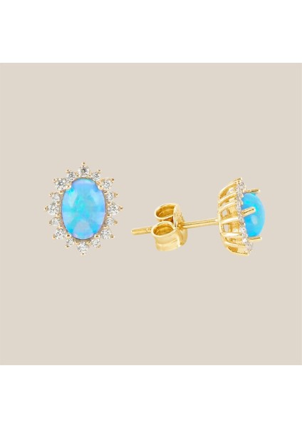 Opal Aşk Altın Küpe