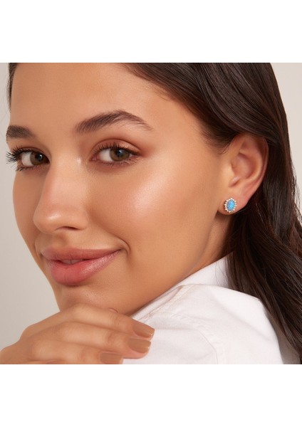 Opal Aşk Altın Küpe