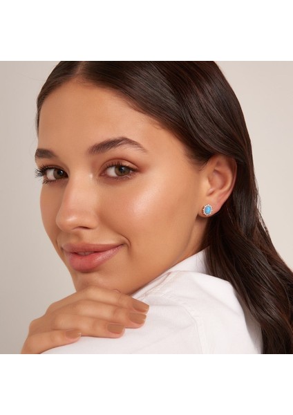 Opal Aşk Altın Küpe