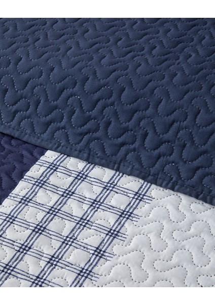 Stripe Path Çok Amaçlı Tek Kişilik Yatak Örtüsü Takımı 160 x 220 cm Mavi
