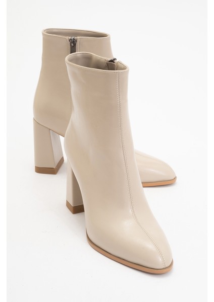 Jewel Bej Cilt Kadın Topuklu Bot