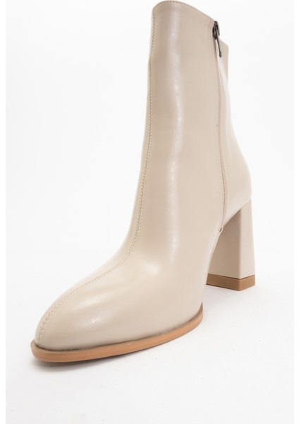 Jewel Bej Cilt Kadın Topuklu Bot modelleri