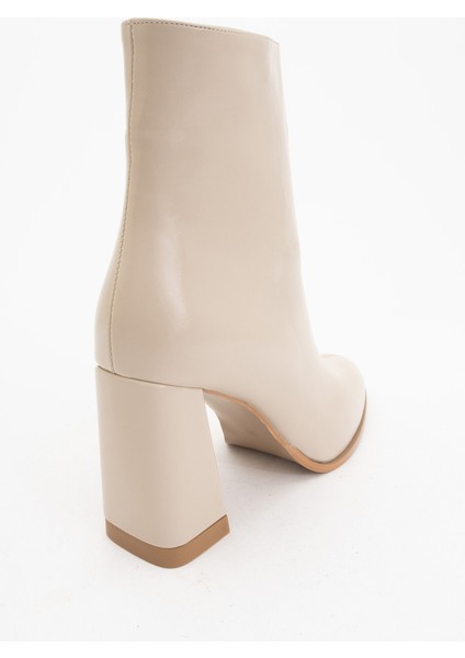 Jewel Bej Cilt Kadın Topuklu Bot indirimleri