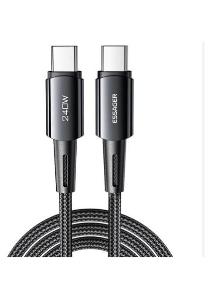 Super Şarj 5A 66W Type-C Şarj Kablosu Kısa Type-C Powerbank Şarj Kablosu Örgü Kablo
