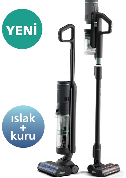 7000 Serisi AquaTrio Kablosuz Dikey Süpürge, Islak&Kuru Temizlik, Otomatik Temizleme ve Şarj İstasyonu, Kuru Süpürme Başlığı, XW7263/11