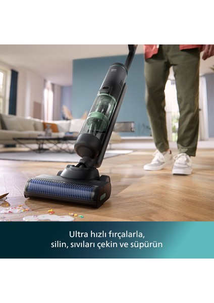 7000 Serisi AquaTrio Kablosuz Dikey Süpürge, Islak&Kuru Temizlik, Otomatik Temizleme ve Şarj İstasyonu, Kuru Süpürme Başlığı, XW7263/11