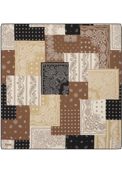 Taba Patchwork Desen Twill Ipek Eşarp