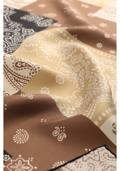 Taba Patchwork Desen Twill Ipek Eşarp fiyatları