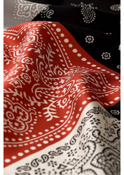 Siyah Patchwork Desen Twill Ipek Eşarp fiyatları
