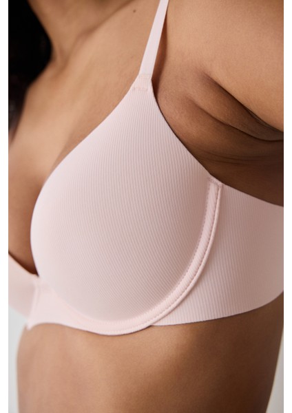 Ribbed Lifting Bonding Pembe Sütyen