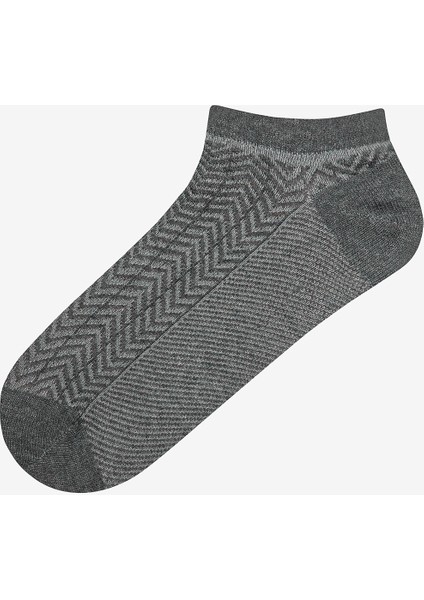 5 Çift Pamuklu Çok Renkli Zigzag Desenli Patik Çorap