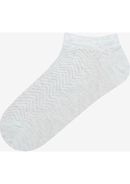 5 Çift Pamuklu Çok Renkli Zigzag Desenli Patik Çorap