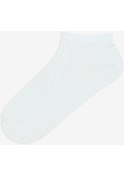 5 Çift Pamuklu Çok Renkli Zigzag Desenli Patik Çorap