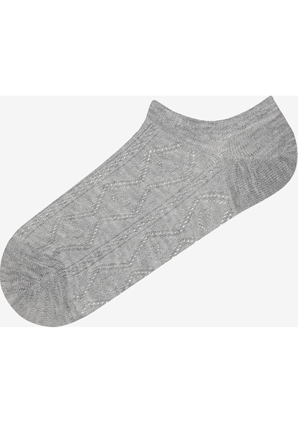 Heart Jacquard Gri 3lü Sneaker Çorap