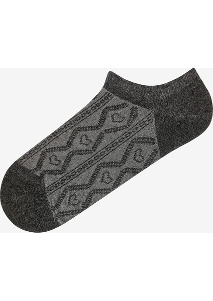 Heart Jacquard Gri 3lü Sneaker Çorap