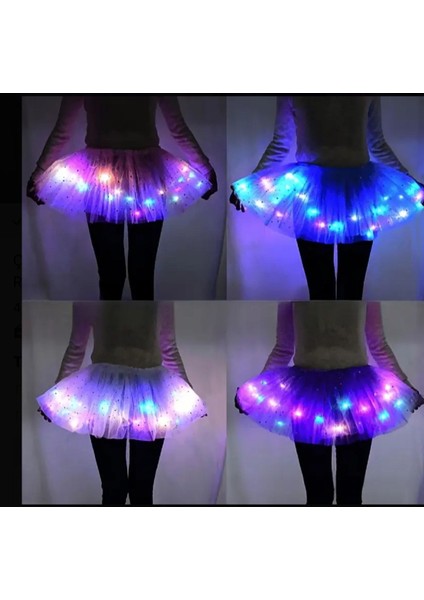 LED Işıklı Prenses Bale Sahne Dans Kısa Elbise Etek Çocuklar Peri Miniskirt Doğum Günü Hediyeleri Parti