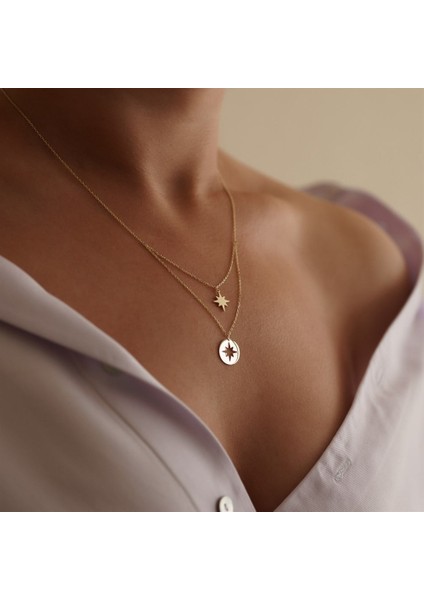 Kutup Yıldızı Ikili Altın Kolye fiyatları