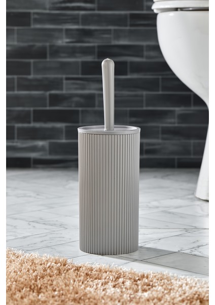 Line Çizgili Yuvarlak Kapaklı Wc Banyo Fırçası - Tuvalet Fırçası